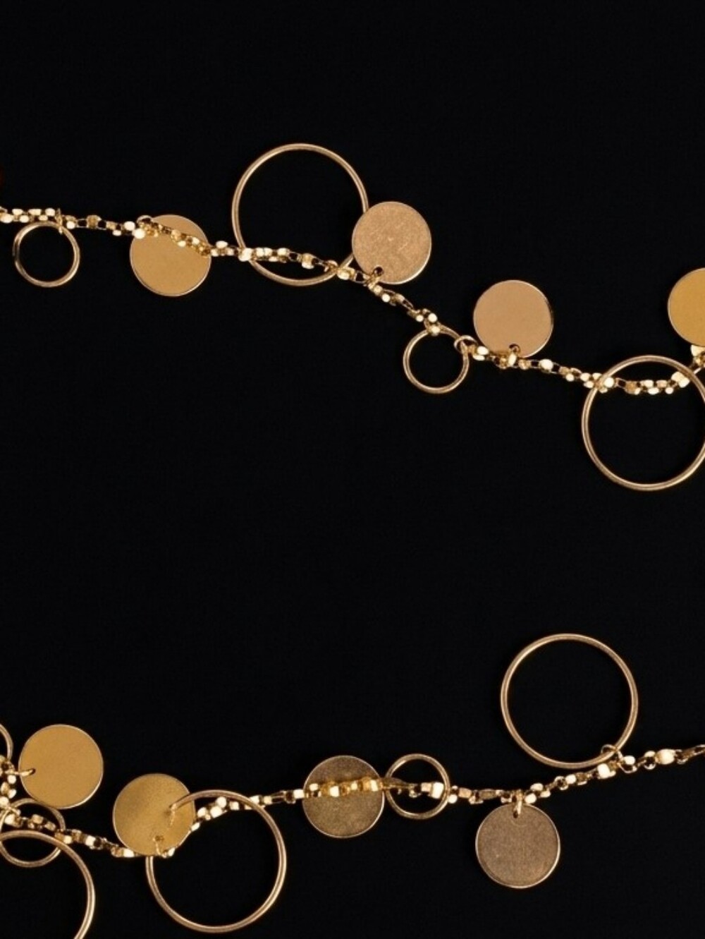 Gold Disc and Ring Layered Necklace